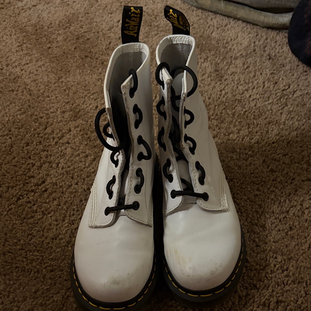 Dr. Martens White Lace Up Boots